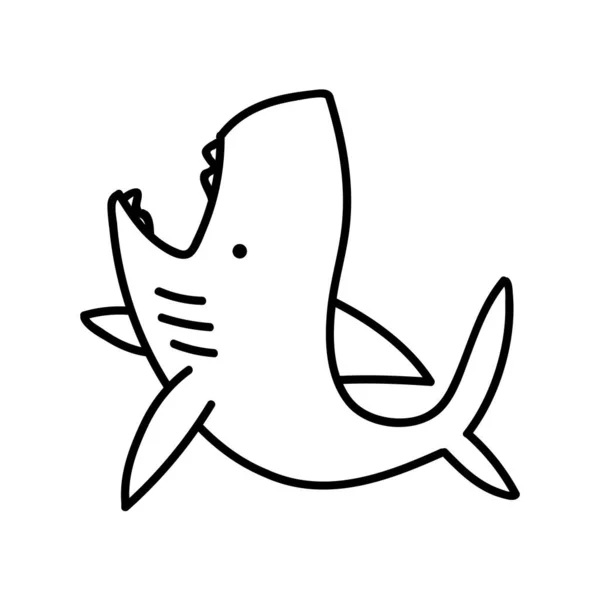 鲨鱼图标 手绘矢量图解 可编辑线条笔划 — 图库矢量图片