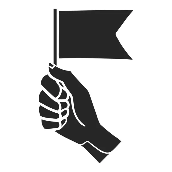 Mão Desenhada Mão Ícone Segurando Pequena Bandeira Com Espaço Cópia —  Vetores de Stock