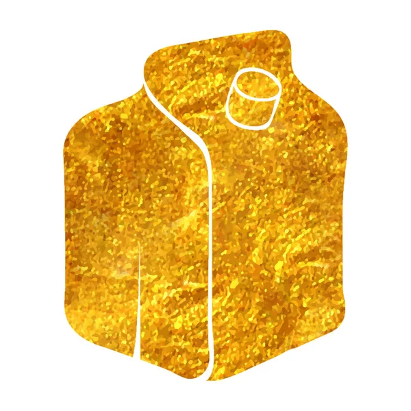 Handgezeichnete Milchverpackung Symbol Goldfolie Textur Vektor Illustration — Stockvektor