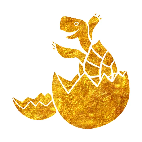 金箔テクスチャベクトルイラストで手描き亀ハッチングアイコン — ストックベクタ