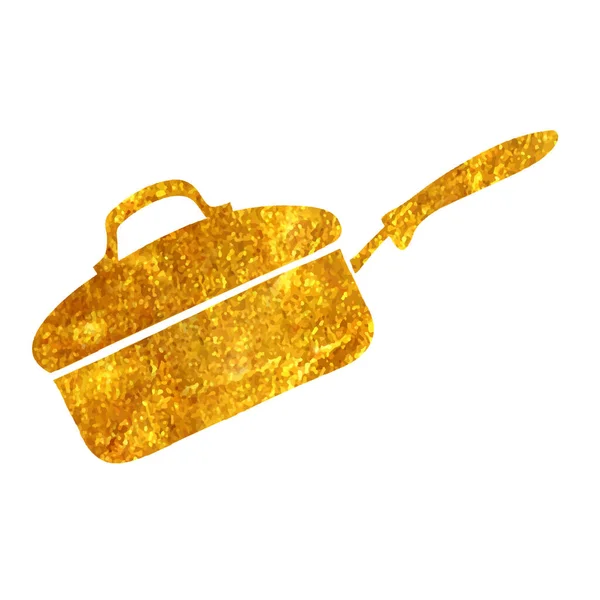 Ручной Рисунок Иконки Сковороды Текстуре Золотой Фольги — стоковый вектор
