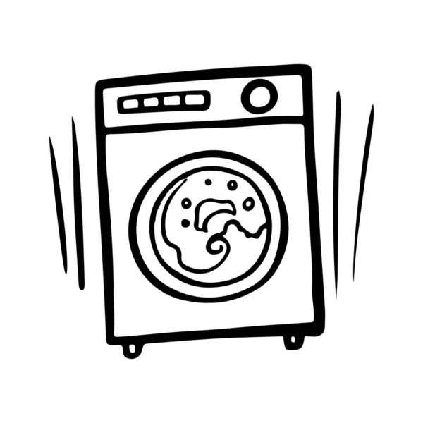 Wasmachine Met Hand Getekend Vector Illustratie — Stockvector