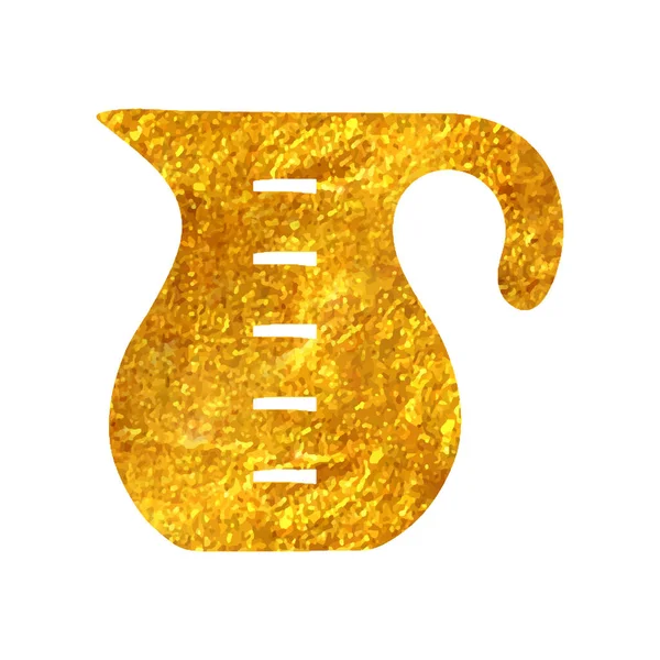 Handgezeichnetes Maßkrug Symbol Goldfolie Textur Vektorillustration — Stockvektor
