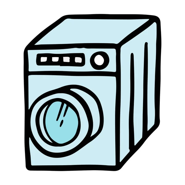 Washing Machine Hand Drawn Vector Color Illustration — Stock Vector