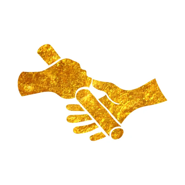 Hand Drawn Relay Run Icon Gold Foil Texture Vector Illustration — Stock Vector