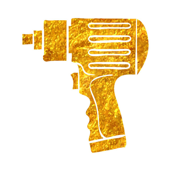 Ручная работа Иконка электрической отвертки на рисунке текстуры золотой фольги