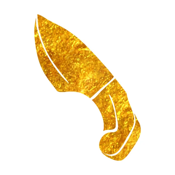 Ręcznie Rysowany Nóż Ikona Złotej Folii Tekstury Wektor Ilustracji — Wektor stockowy