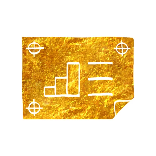 Ręcznie Rysowane Drukowanie Ikona Dowód Złotej Folii Tekstury Wektor Ilustracji — Wektor stockowy