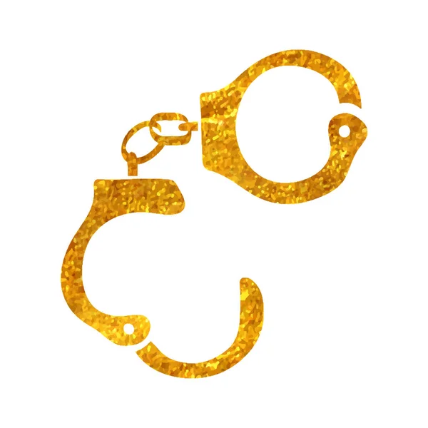 手描きの手錠のアイコンを金箔のテクスチャベクトルイラスト — ストックベクタ