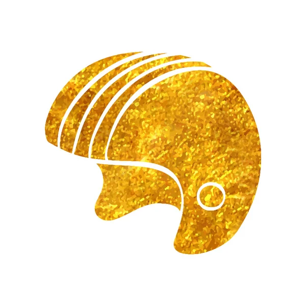 Ręcznie Rysowane Ikona Kasku Motocyklowego Złotej Folii Tekstury Wektor Ilustracji — Wektor stockowy