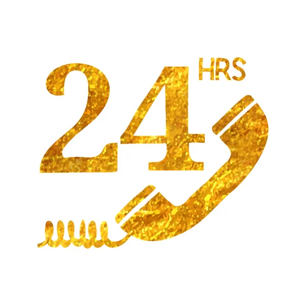 Hand Drawn Hours Service Icon Gold Foil Texture Vector Illustration — Stock Vector