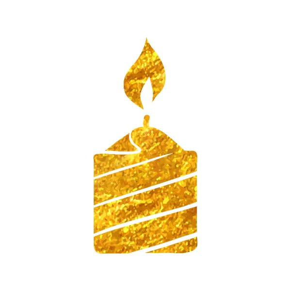 Hand Drawn Candles Icon Gold Foil Texture Vector Illustration — Stock Vector