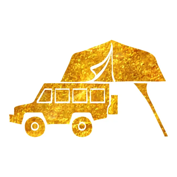 Hand Getekend Draagbare Tent Icoon Goud Folie Textuur Vector Illustratie — Stockvector
