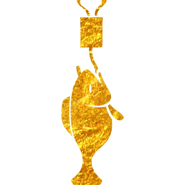 Icona Scala Pesca Disegnata Mano Lamina Oro Texture Vettoriale Illustrazione — Vettoriale Stock