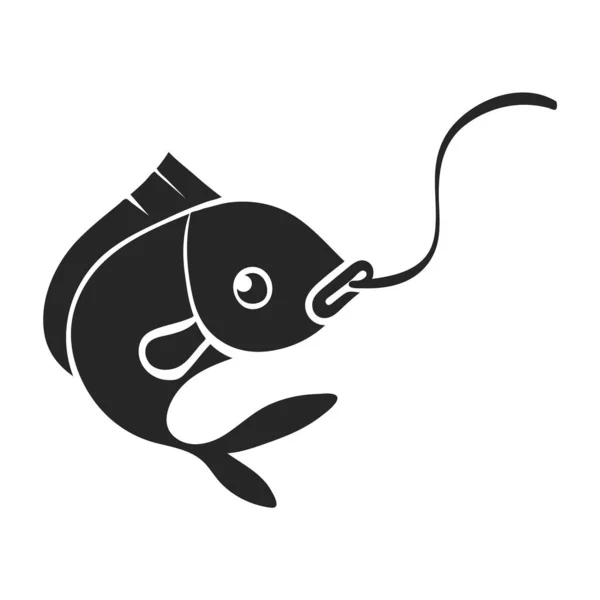 Illustrazione Vettoriale Del Pesce Agganciato Disegnato Mano — Vettoriale Stock