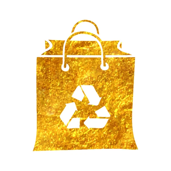 Handgezeichnetes Symbol Für Recycling Symbole Goldfolie Textur Vektorillustration — Stockvektor