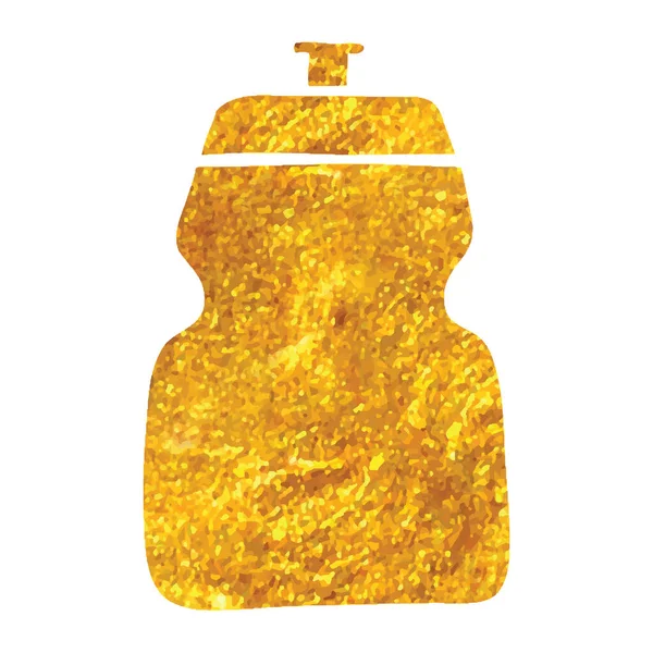 Handgezeichnet Radfahren Wasserflasche Symbol Goldfolie Textur Vektor Illustration — Stockvektor