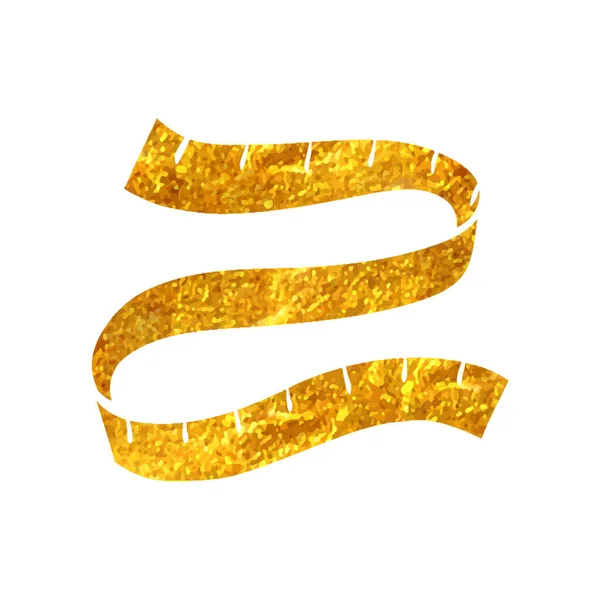 Handritad Måttband Ikon Guld Folie Textur Vektor Illustration — Stock vektor
