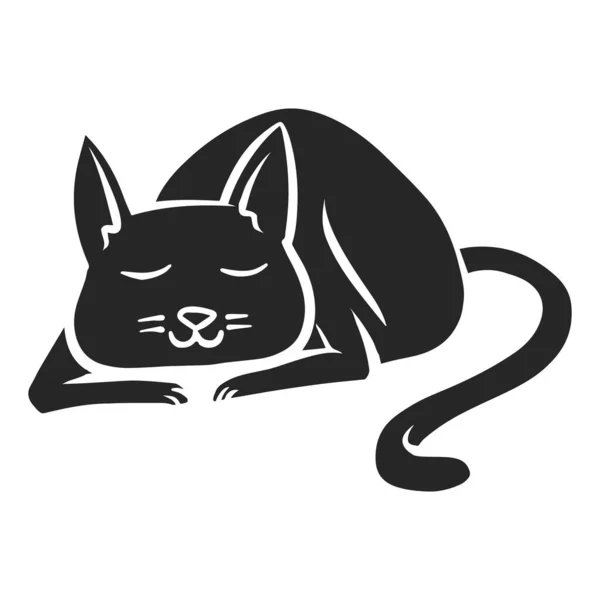 Icono Dibujado Mano Durmiendo Gato Ilustración Vectorial — Vector de stock