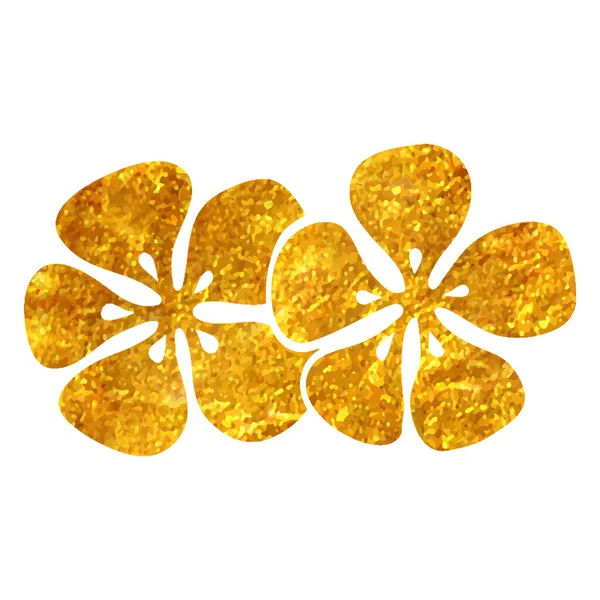 Hand Drawn Jasmine Flowers Icon Gold Foil Texture Vector Illustration — Stock Vector