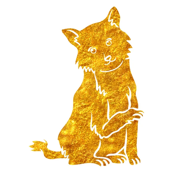 Yapımı Altın Folyo Desenli Kedisi Hayvan Rengi Illüstrasyonu — Stok Vektör