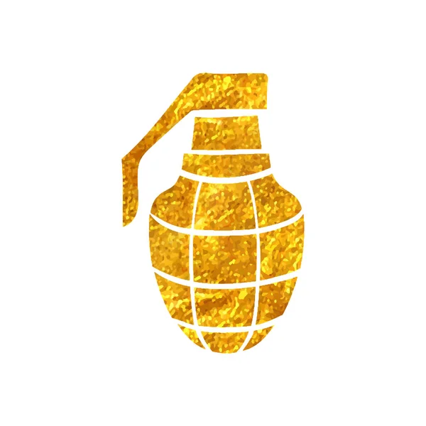Handgetekend Grenade Icoon Goud Folie Textuur Vector Illustratie — Stockvector