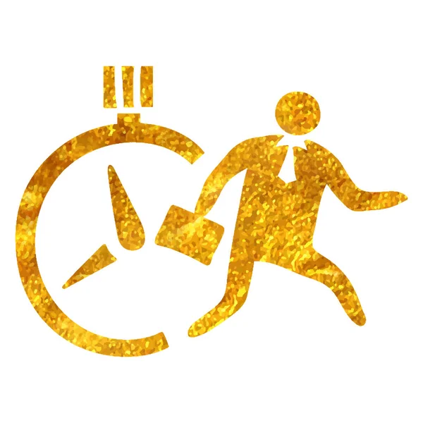 Рука Намальована Значок Годинника Бізнесмена Текстурі Золотої Фольги Векторні Ілюстрації — стоковий вектор
