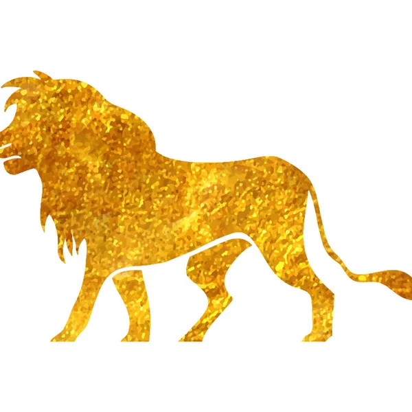 Handgezeichnetes Löwen Symbol Goldfolie Textur Vektor Illustration — Stockvektor