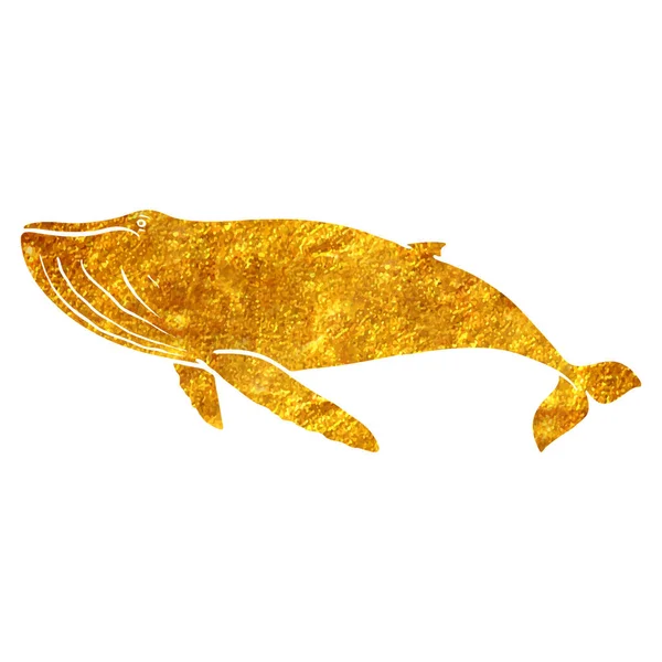 Χειροποίητη Φάλαινα Humpback Χρυσό Φύλλο Υφής Διανυσματική Απεικόνιση — Διανυσματικό Αρχείο