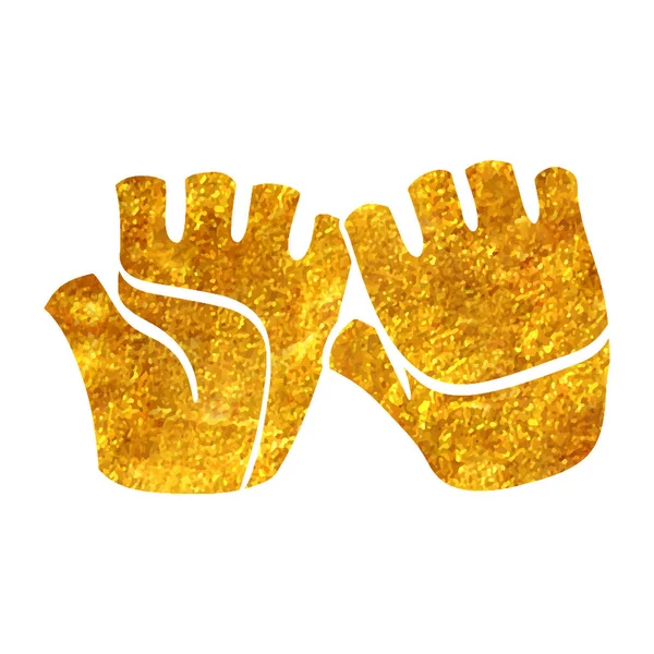 Handgezeichnete Sporthandschuhe Symbol Goldfolie Textur Vektor Illustration — Stockvektor
