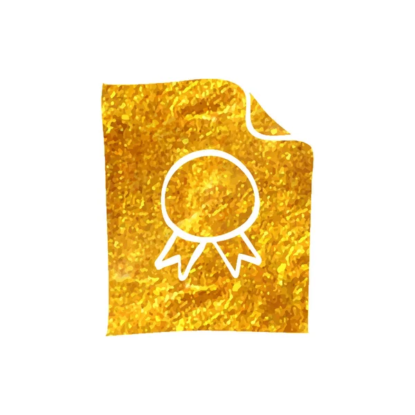 Hand Drawn Contract Document Icon Gold Foil Texture Vector Illustration — Stock Vector