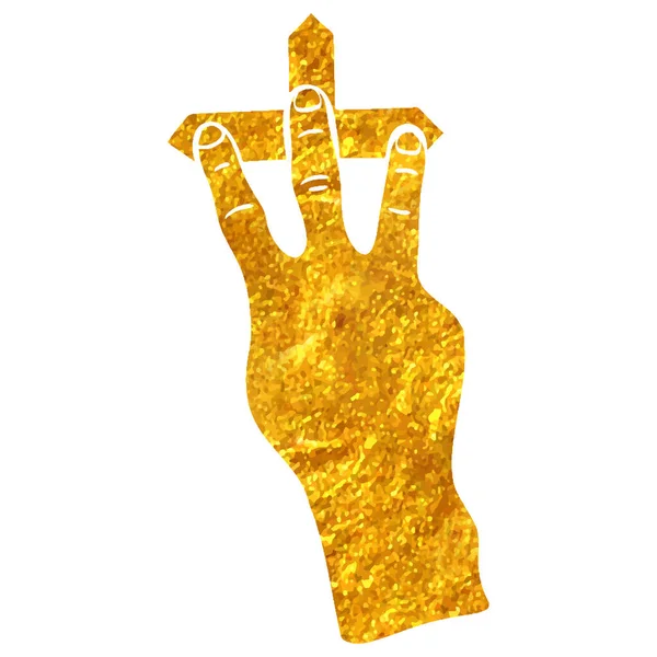 Рука Намальована Значок Жесту Пальця Тачпад Текстурі Золотої Фольги Векторні Векторна Графіка
