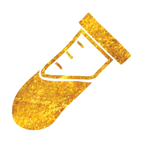 Χειροποίητο Εικονίδιο Σωλήνα Δοκιμής Χρυσό Φύλλο Υφής Διανυσματική Απεικόνιση Διάνυσμα Αρχείου