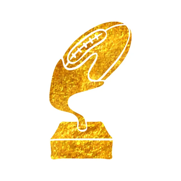 Handgetekend American Football Trofee Icoon Goud Folie Textuur Vector Illustratie — Stockvector