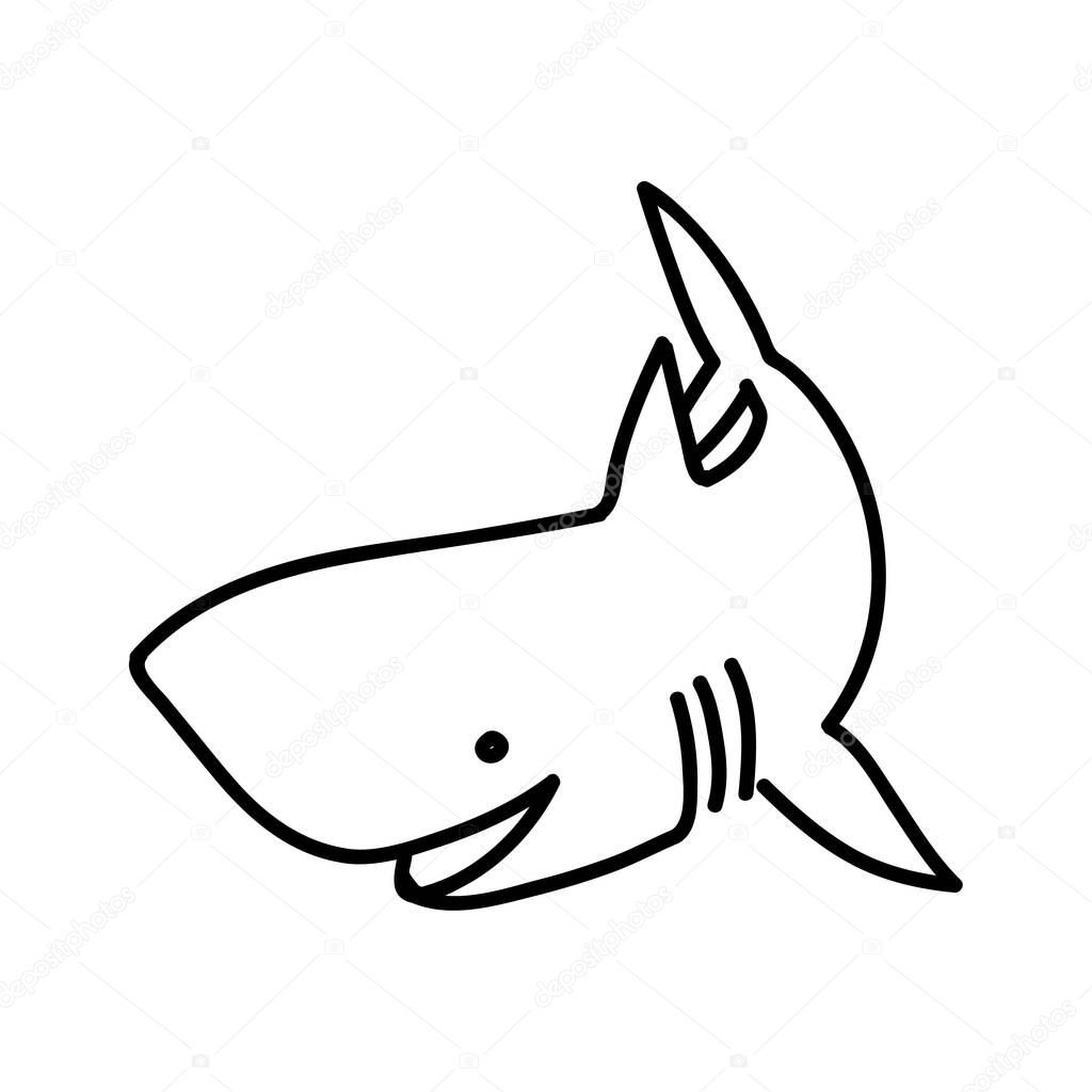 Shark icon. Hand drawn vector illustration. Editable line stroke.