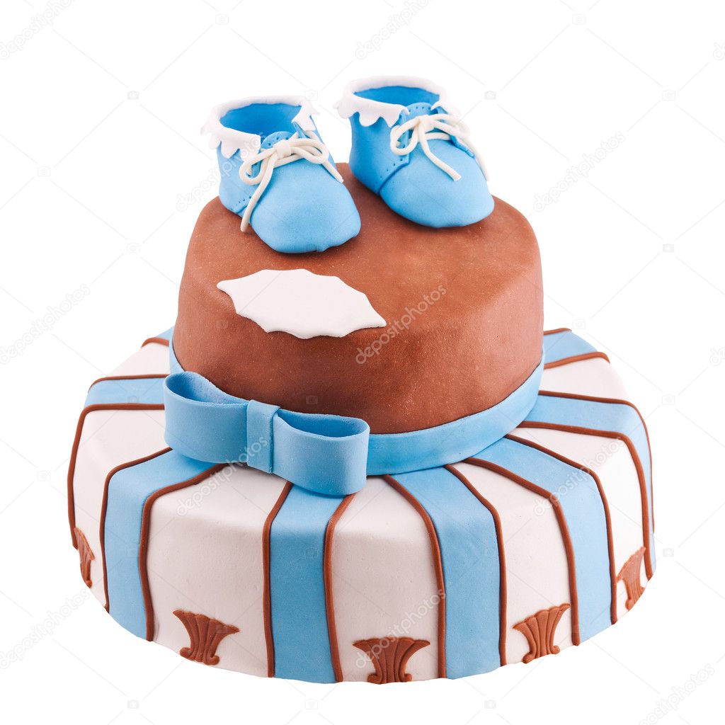 Isolated cake with baby bootee