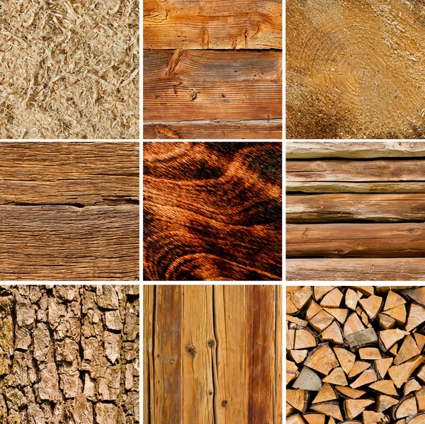 Dřevo textury koláž — Stock fotografie