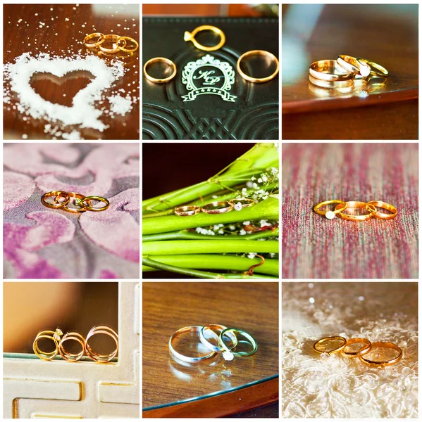 Collage de anillos de boda — Foto de Stock