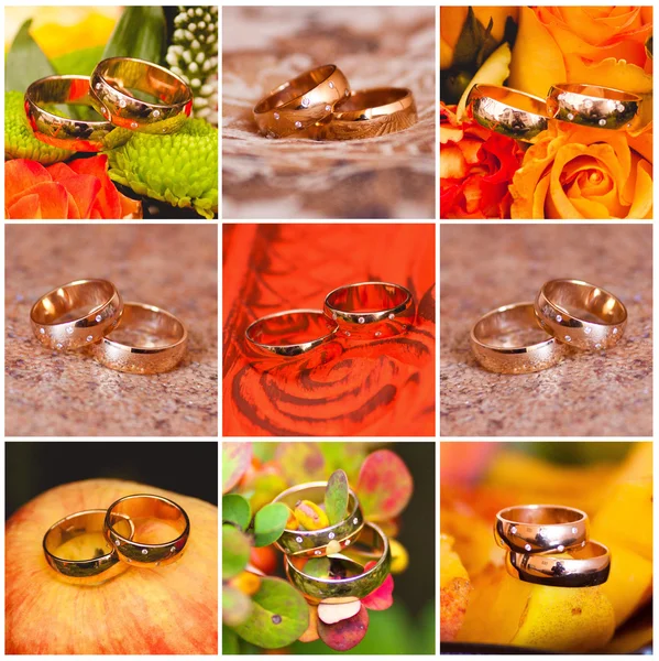 Collage de anillos de boda — Foto de Stock