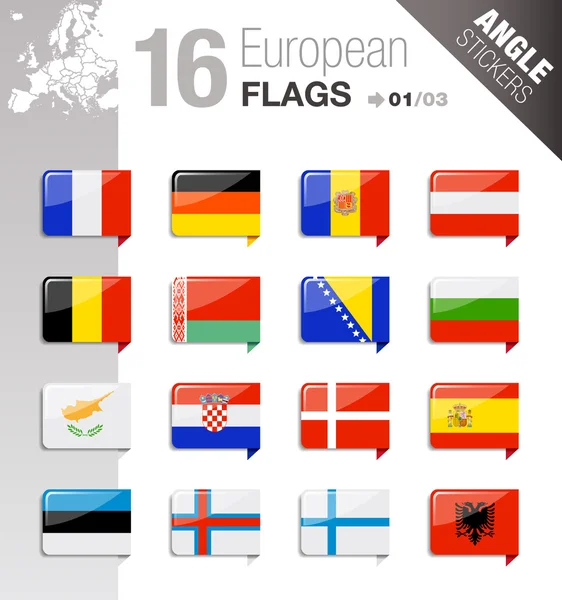 Adesivi angolari - Bandiere europee — Vettoriale Stock