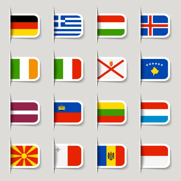 Étiquette - Drapeaux européens — Image vectorielle