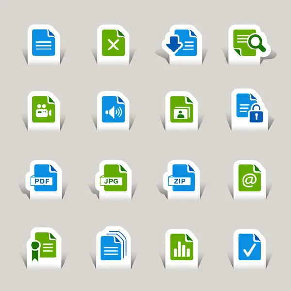 Papercut - bestand formaat icons — Stockvector