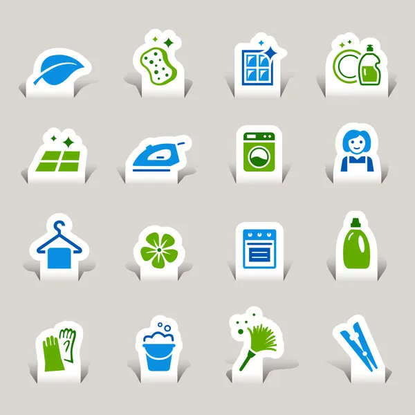 Papercut - Cleaning Icons — Stock Vector