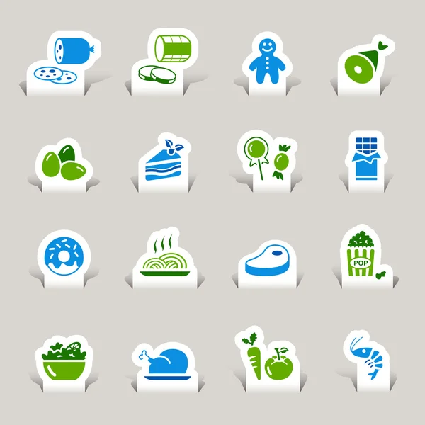 Papercut - Iconos alimentarios — Vector de stock