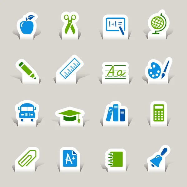 Papercut - School Icons — Stock Vector