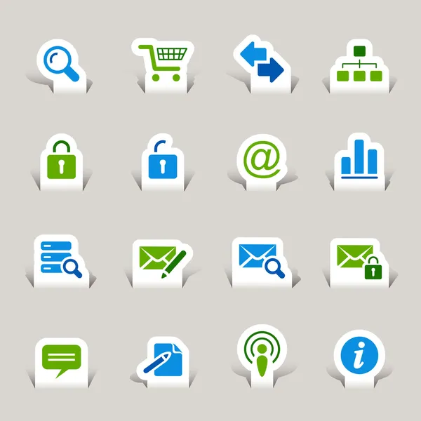 Papercut - Sitio web e iconos de Internet — Vector de stock