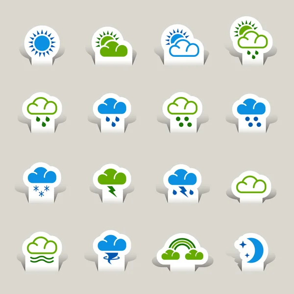 Papercut - Weather icons — Stock Vector