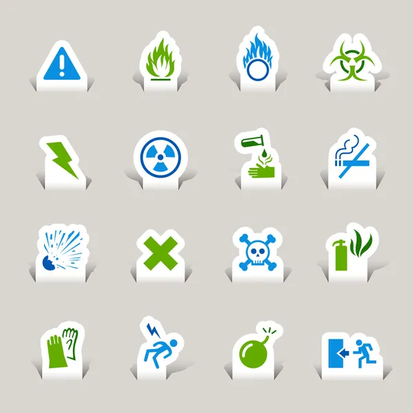 Papercut - Warning icons — Stock Vector