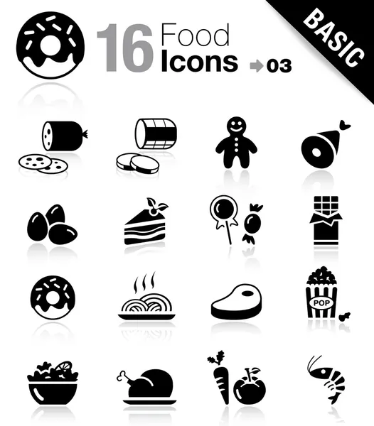 Básico - Iconos alimentarios — Vector de stock