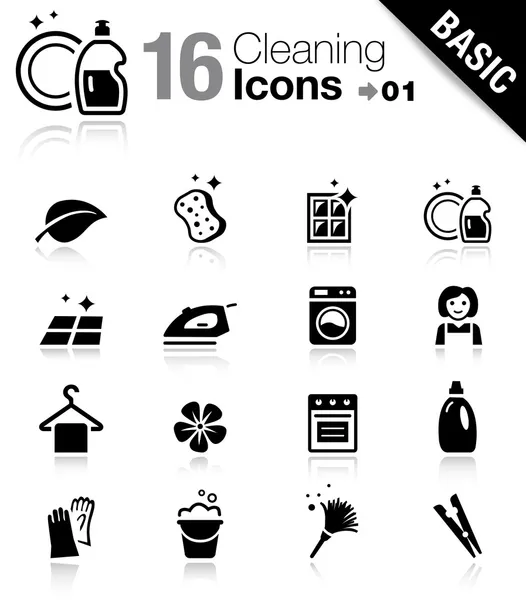 Basic - Iconos de limpieza — Vector de stock